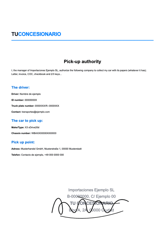 Collection authorisation