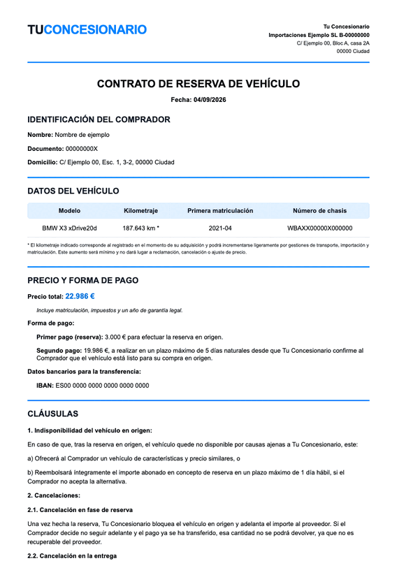 Reservation contract
